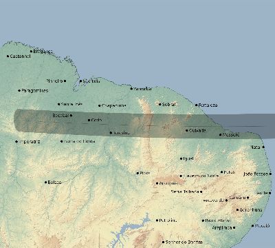 Map of the eclipse path across Brazil on 03/12/2537