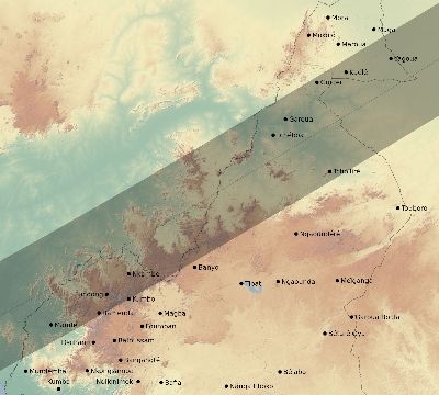 Map of the eclipse path across Cameroon on 03/12/2537