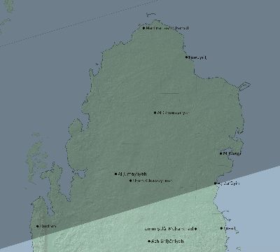 Map of the eclipse path across Qatar on 03/12/2537