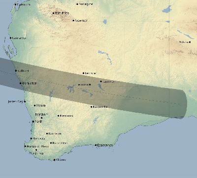 Map of the eclipse path across Australia on 09/05/2537