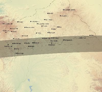 Map of the eclipse path across Central African Republic on 09/05/2537