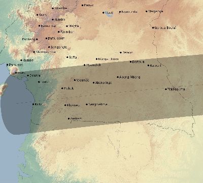 Map of the eclipse path across Cameroon on 09/05/2537