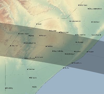 Map of the eclipse path across Somalia on 09/05/2537