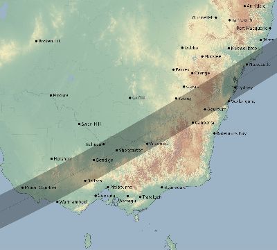 Map of the eclipse path across Australia on 03/02/2538