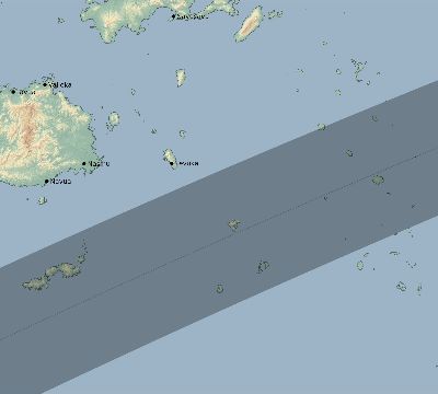 Map of the eclipse path across Fiji on 03/02/2538