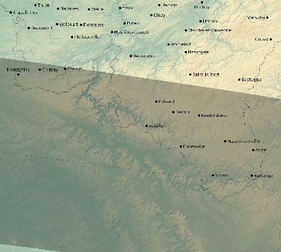 Map of the eclipse path across Belgium on 08/25/2538