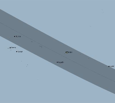 Map of the eclipse path across Micronesia on 12/29/2540