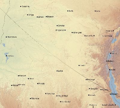 Map of the eclipse path across DR Congo on 10/17/2544
