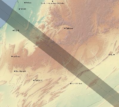 Map of the eclipse path across Morocco on 10/17/2544