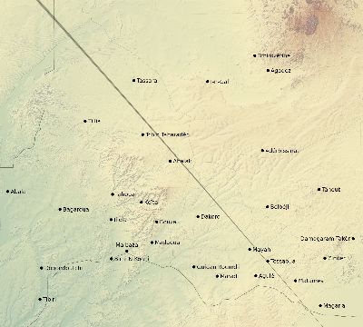Map of the eclipse path across Niger on 10/17/2544