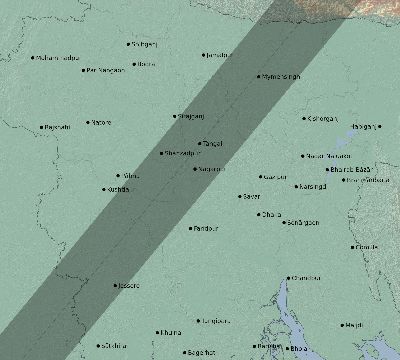 Map of the eclipse path across Bangladesh on 04/12/2545
