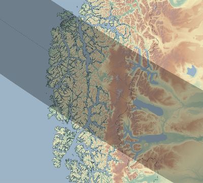 Map of the eclipse path across Chile on 10/07/2545
