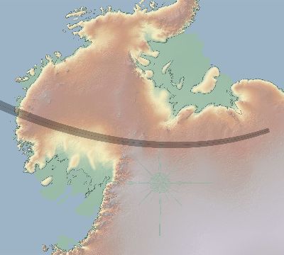 Map of the eclipse path across Antarctica on 02/21/2547