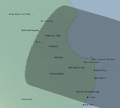 Map of the eclipse path across Argentina on 02/10/2548