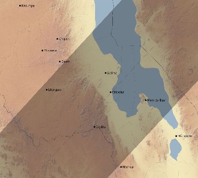 Map of the eclipse path across Malawi on 02/10/2548