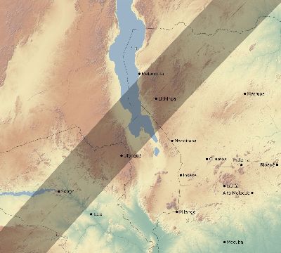 Map of the eclipse path across Mozambique on 02/10/2548