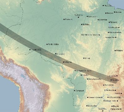 Map of the eclipse path across Brazil on 08/05/2548