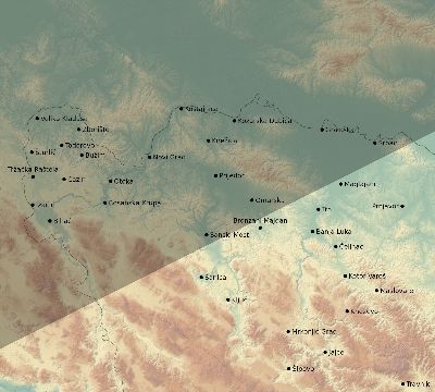 Map of the eclipse path across Bosnia and Herzegovina on 01/30/2549