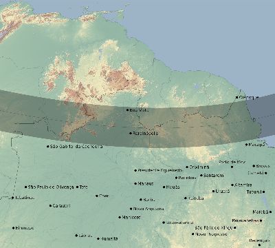 Map of the eclipse path across Brazil on 01/30/2549
