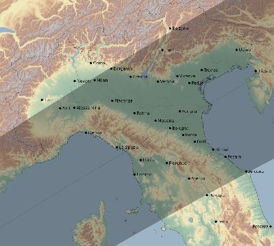 Map of the eclipse path across Italy on 01/30/2549