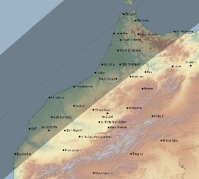 Map of the eclipse path across Morocco on 01/30/2549