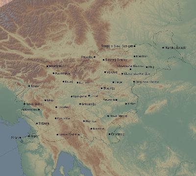 Map of the eclipse path across Slovenia on 01/30/2549