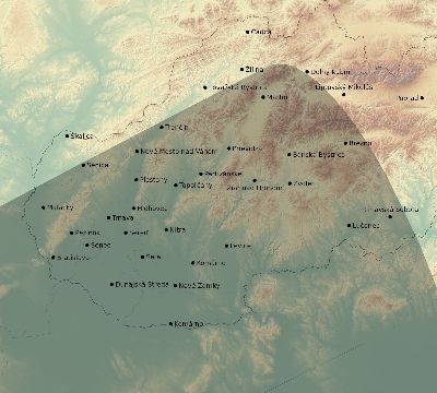 Map of the eclipse path across Slovakia on 01/30/2549