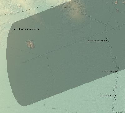 Map of the eclipse path across Paraguay on 07/25/2549
