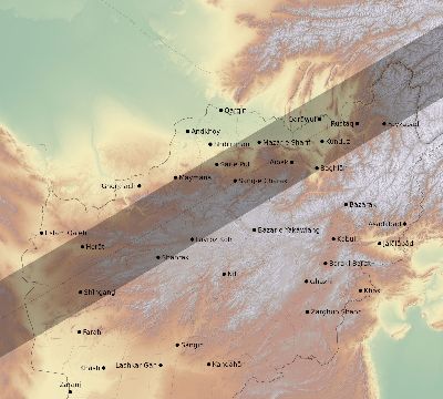 Map of the eclipse path across Afghanistan on 06/05/2551