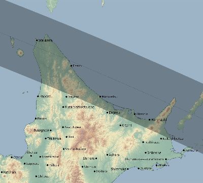 Map of the eclipse path across Japan on 06/05/2551