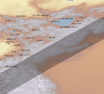Map of the eclipse path across Kyrgyzstan on 06/05/2551