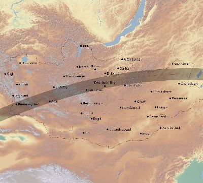 Map of the eclipse path across Mongolia on 06/05/2551