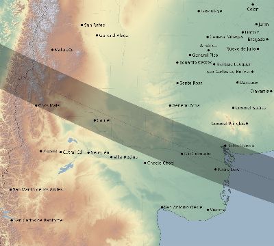 Map of the eclipse path across Argentina on 11/29/2551