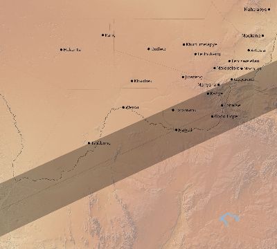 Map of the eclipse path across Botswana on 11/29/2551