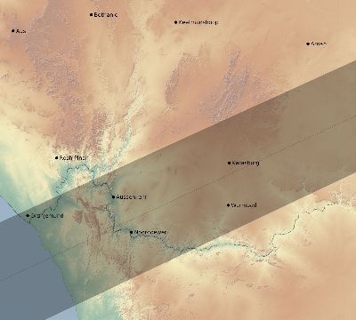 Map of the eclipse path across Namibia on 11/29/2551