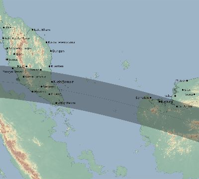 Map of the eclipse path across Malaysia on 05/24/2552
