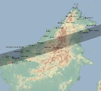 Map of the eclipse path across Malaysia on 11/17/2552