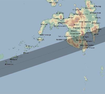 Map of the eclipse path across Philippines on 11/17/2552