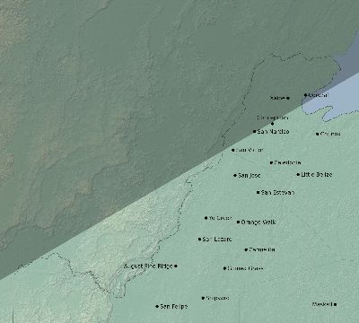 Map of the eclipse path across Belize on 03/24/2555