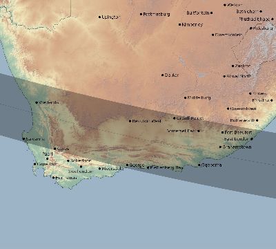 Map of the eclipse path across South Africa on 09/17/2555