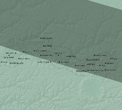 Map of the eclipse path across Gambia on 09/05/2556