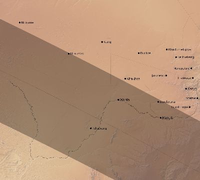 Map of the eclipse path across Botswana on 07/17/2558