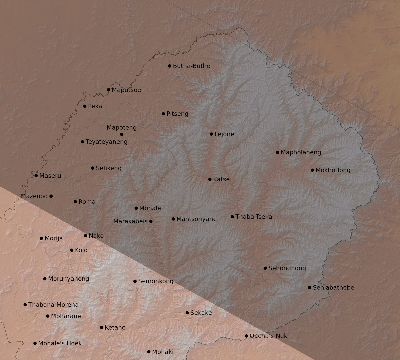 Map of the eclipse path across Lesotho on 07/17/2558