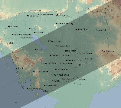 Map of the eclipse path across Cambodia on 01/09/2559