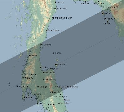 Map of the eclipse path across Thailand on 01/09/2559