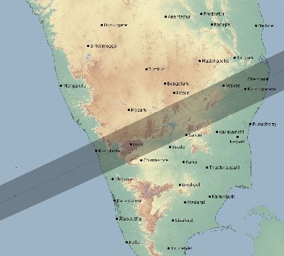 Map of the eclipse path across India on 07/06/2559