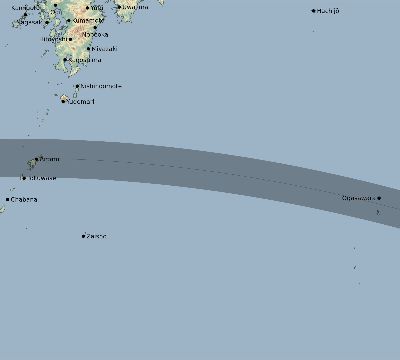 Map of the eclipse path across Japan on 07/06/2559