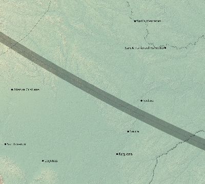Map of the eclipse path across Peru on 10/29/2562