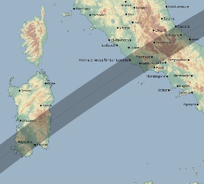 Map of the eclipse path across Italy on 04/24/2563