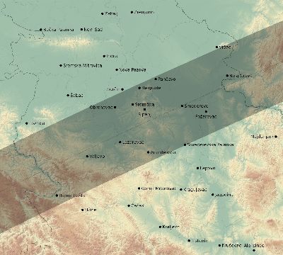 Map of the eclipse path across Serbia on 04/24/2563